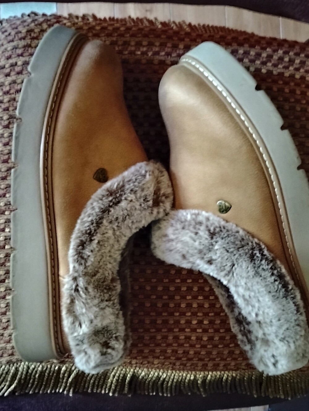 Skechers Women's Chestnut Brown Faux-Fur Slip-On Platform Shoes